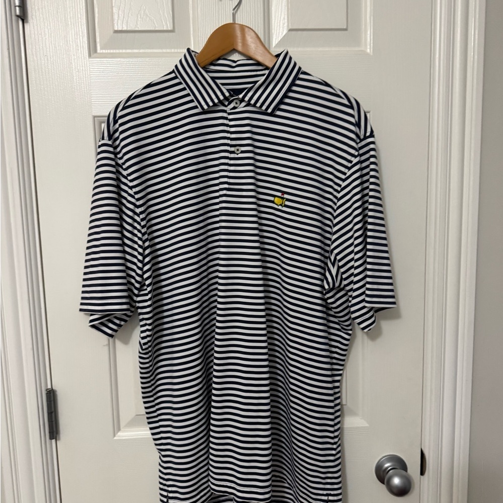 Men's Masters Navy & White Striped Polo Shirt